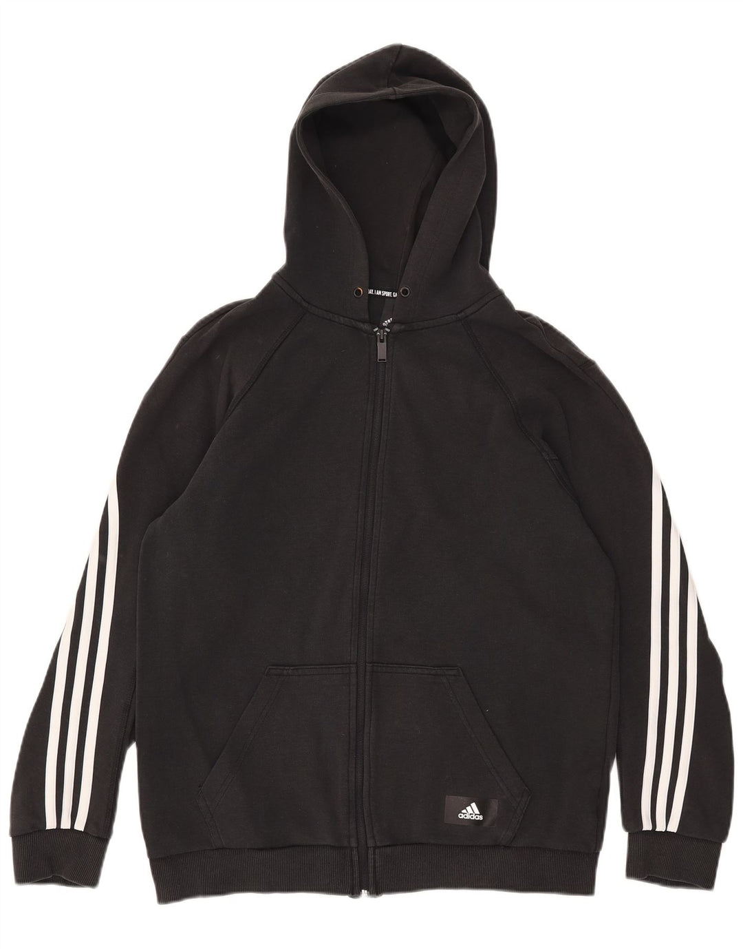Adidas Męski sweter z kapturem i zamkiem błyskawicznym, średni czarny, bawełniany