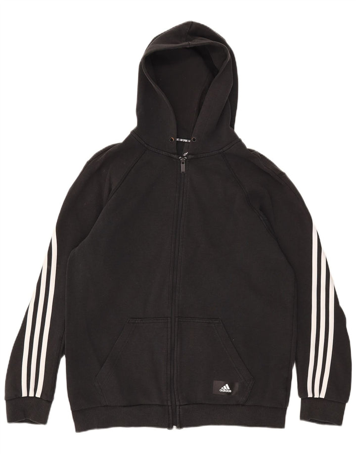 Adidas Męski sweter z kapturem i zamkiem błyskawicznym, średni czarny, bawełniany