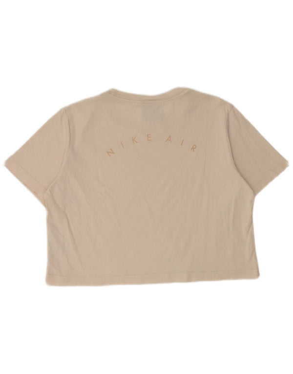 Damska koszulka Nike Crop Graphic Top UK 14, średnia beżowa bawełna