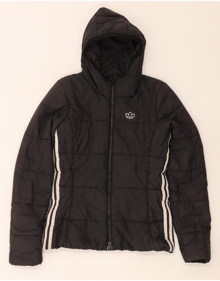 Damska wyściełana kurtka z kapturem Adidas UK 6 XS Czarny poliester