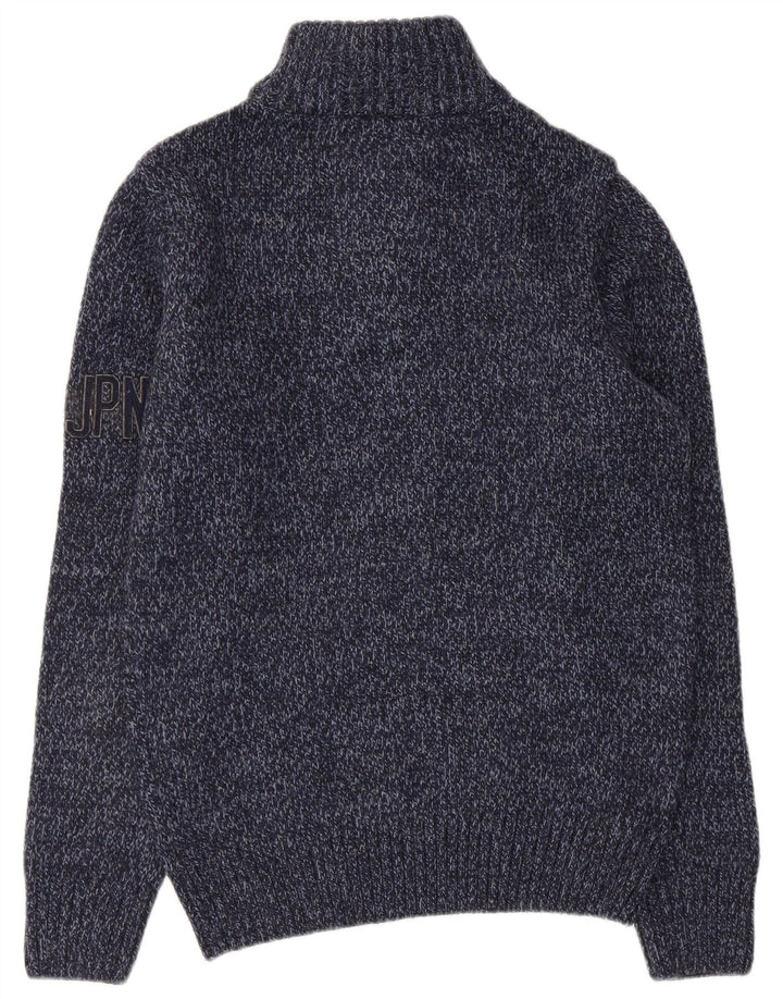 Damski sweter z zamkiem Superdry UK 14, średni granatowy, nakrapiany