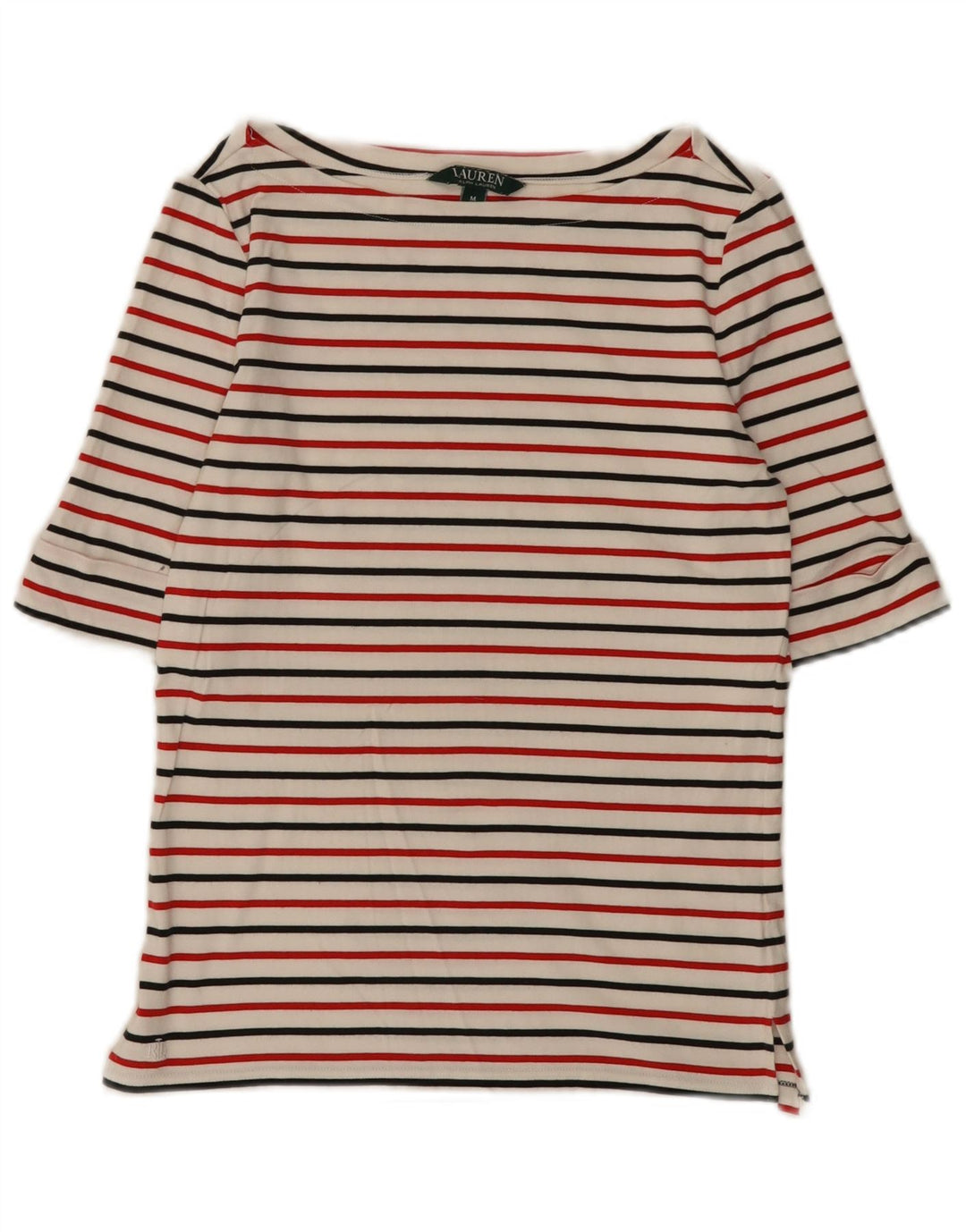 Damski top Ralph Lauren z rękawem 3/4, UK 12, średnie białe paski