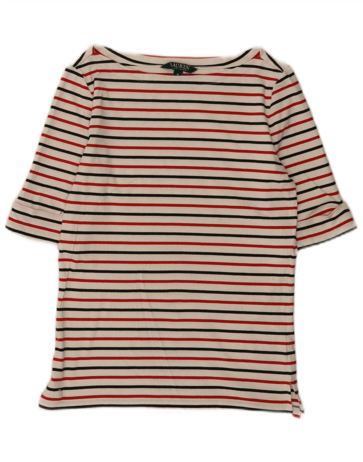 Damski top Ralph Lauren z rękawem 3/4, UK 12, średnie białe paski