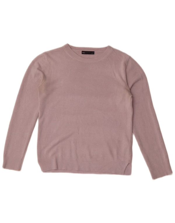 Marks & Spencer Damski sweter z okrągłym dekoltem UK 10 Mały różowy akryl