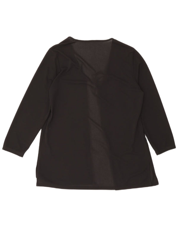 Vintage damski kardigan z długim rękawem, UK 16, duży, czarny poliester