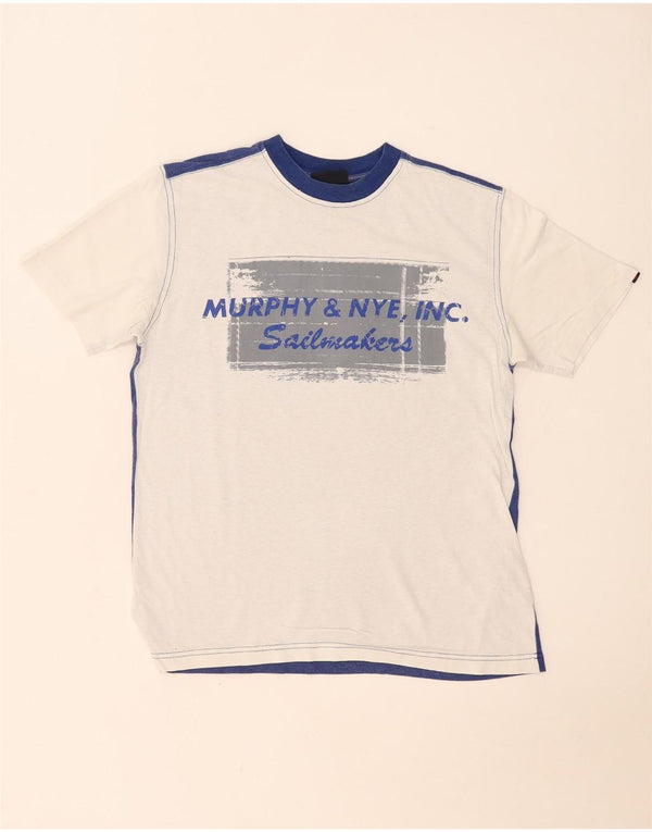 Męski T-shirt z grafiką Murphy & Nye, mały, biały, bawełniany blok kolorów