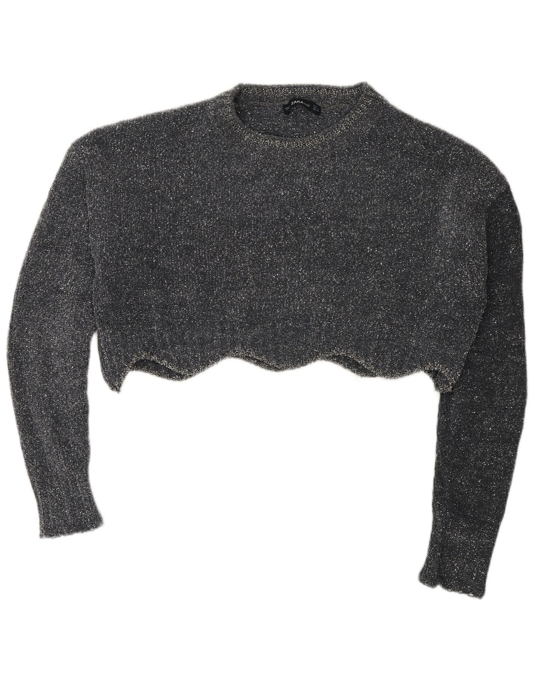 Damski sweter Zara Crop Oversize z okrągłym dekoltem UK 10 Small Grey