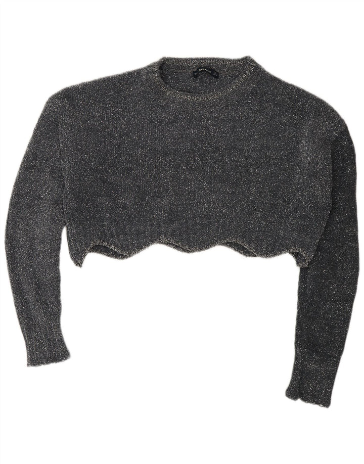 Damski sweter Zara Crop Oversize z okrągłym dekoltem UK 10 Small Grey