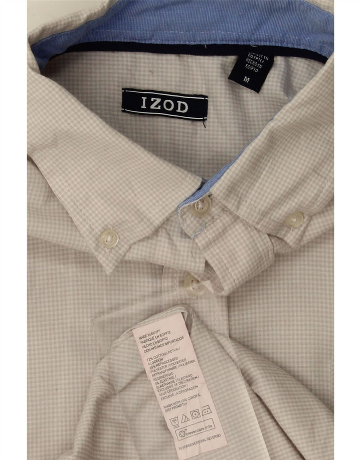 IZOD Mens Shirt Medium Grey Gingham Cotton