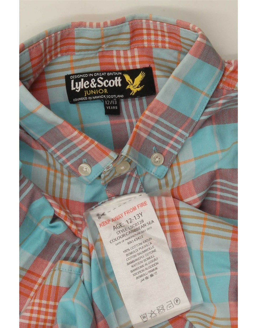 Lyle & Scott Chłopięca koszulka z krótkim rękawem 12-13 lat, wielokolorowa, bawełniana w kratę