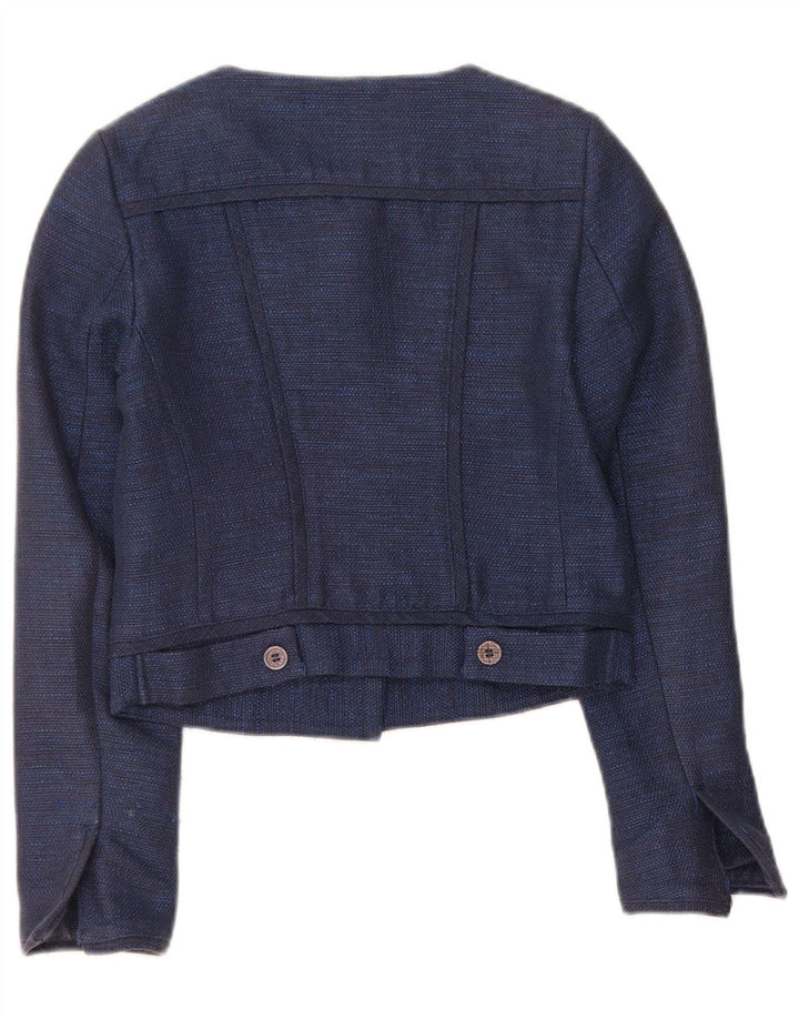 BENETTON Womens Sartoria Crop 4 Button Blazer Jacket IT 38 XS Navy Blue