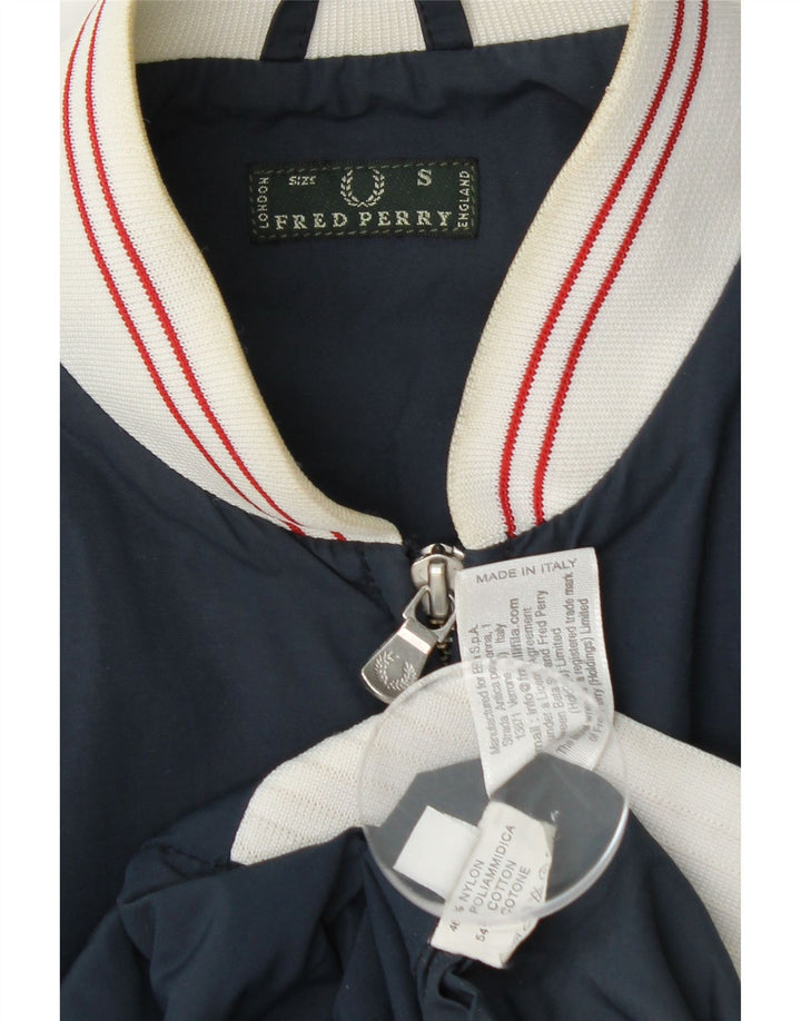 Damska kurtka bomber Fred Perry UK 10, mała, granatowa, nylonowa w bloki kolorów