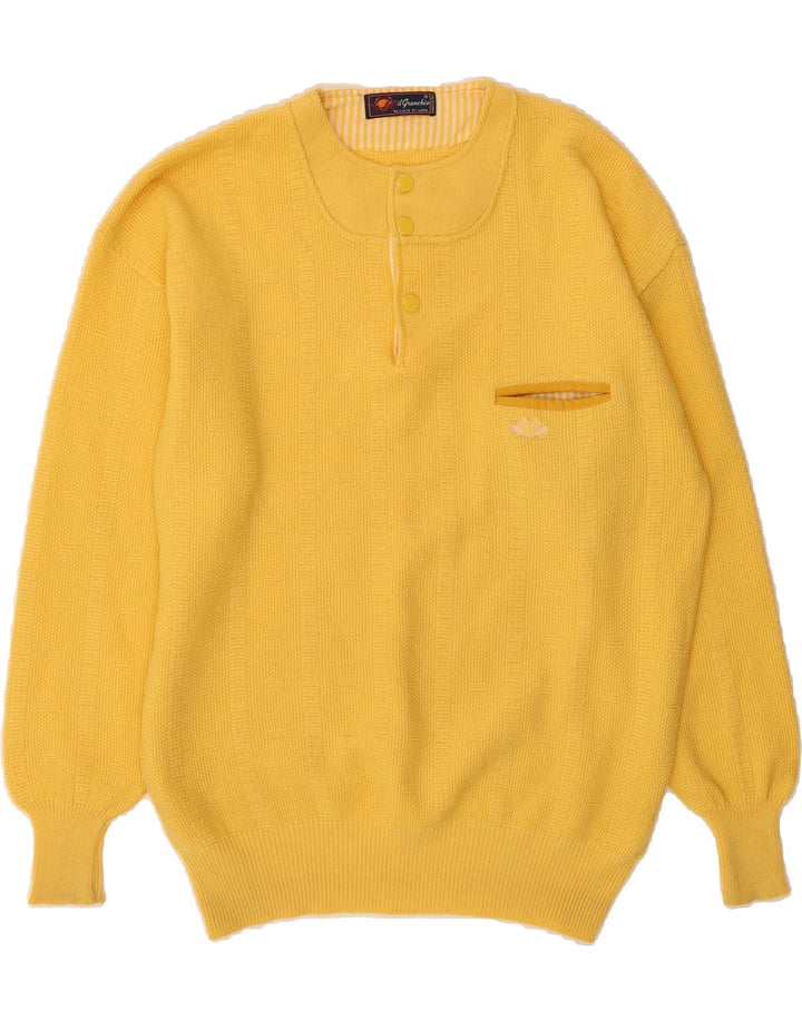 IL GRANCHIO Mens Crew Neck Jumper Sweater Large Yellow Vintage Il Granchio and Second-Hand Il Granchio from Messina Hembry 