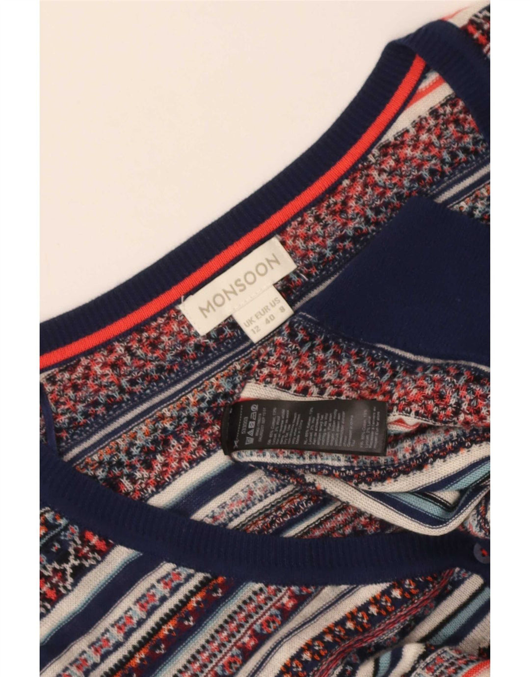 Damski sweter Monsoon z dekoltem w kształcie litery V, UK 12, średni, wielokolorowy Fair Isle