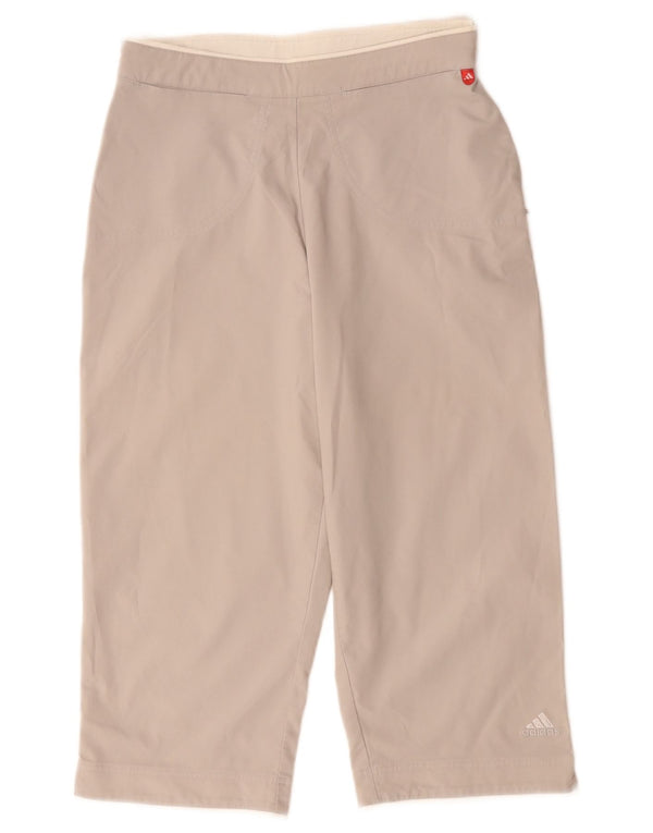 Damskie spodnie Adidas Straight Capri UK 12 Medium W28 L19 Beżowy poliester