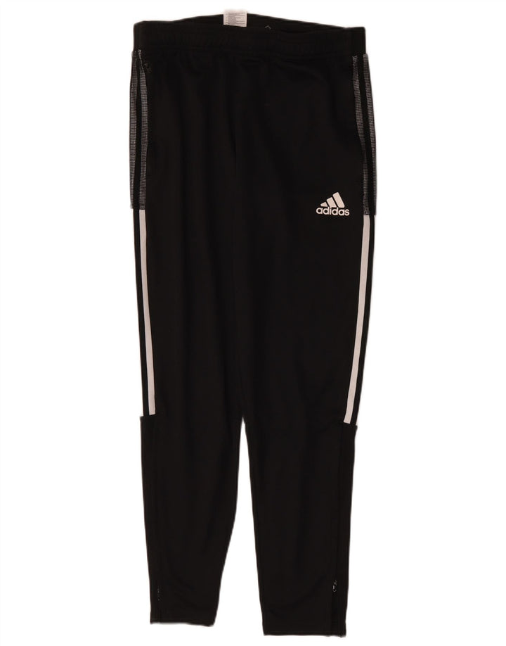 Męskie spodnie dresowe Adidas, średnie, czarne, poliestrowe, sportowe