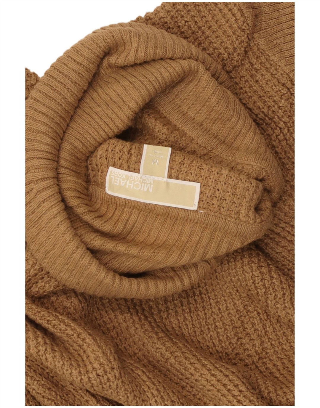 MICHAEL KORS Damski sweter z golfem UK 12, średni beż, bawełna
