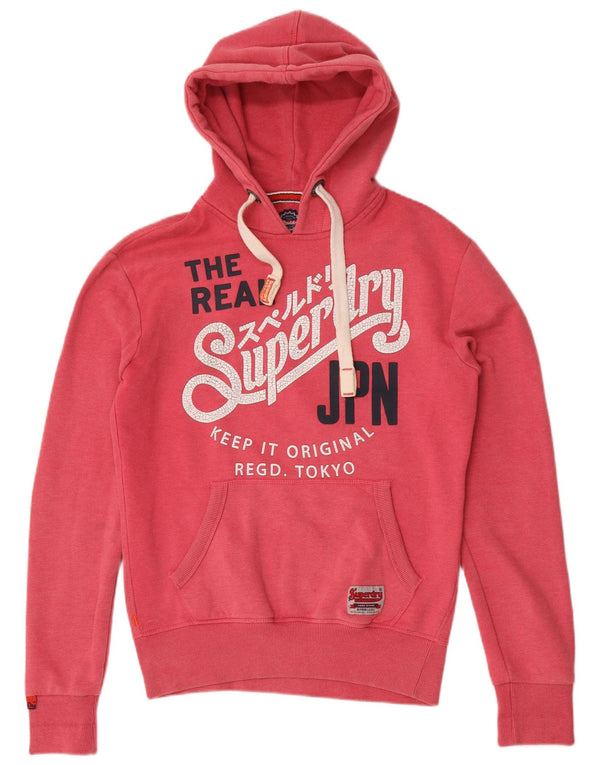 Męski sweter z kapturem Superdry z grafiką XS, różowy, bawełniany