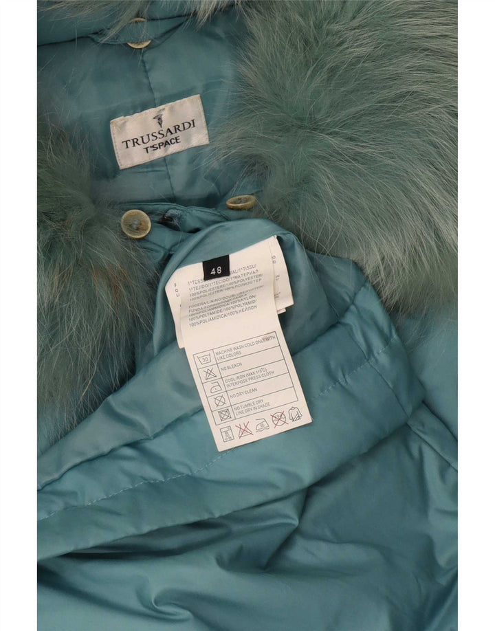 Damski ocieplany płaszcz Trussardi IT 48 XL Turkusowy poliester