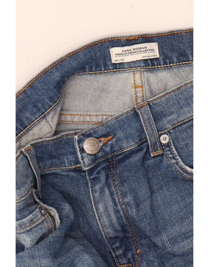 Damskie jeansy Zara w trudnej sytuacji, przycięte, EU 40, średnie, W30, L25, niebieskie