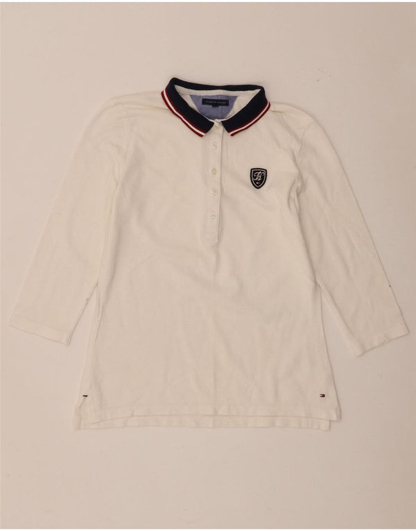 Damska koszulka polo do rugby Tommy Hilfiger z rękawem 3/4, UK 10, mała biała