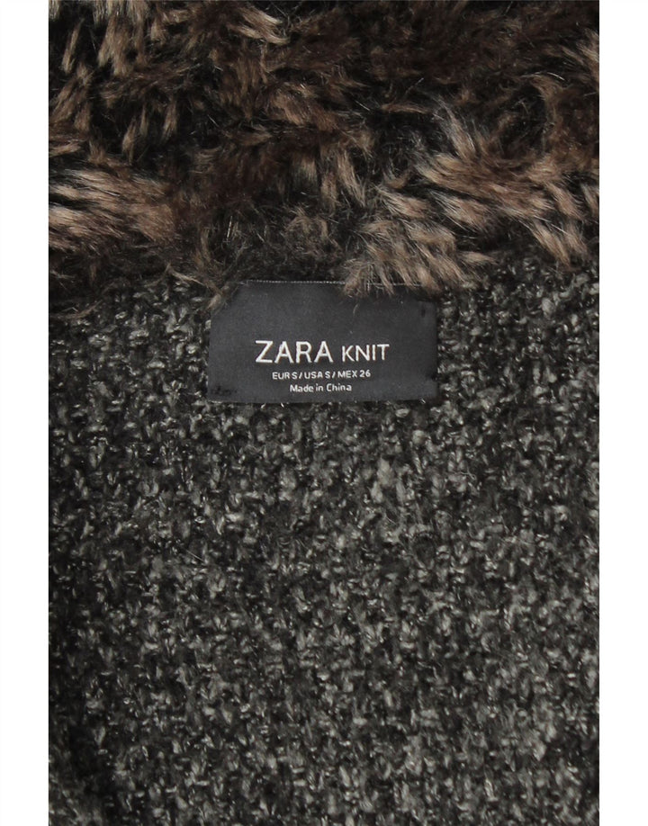 Damski płaszcz oversize z dzianiny Zara UK 10, mały, czarny, nakrapiany akryl