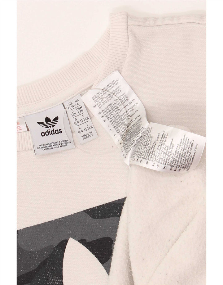 Bluza chłopięca Adidas z grafiką, 13-14 lat, biała bawełna
