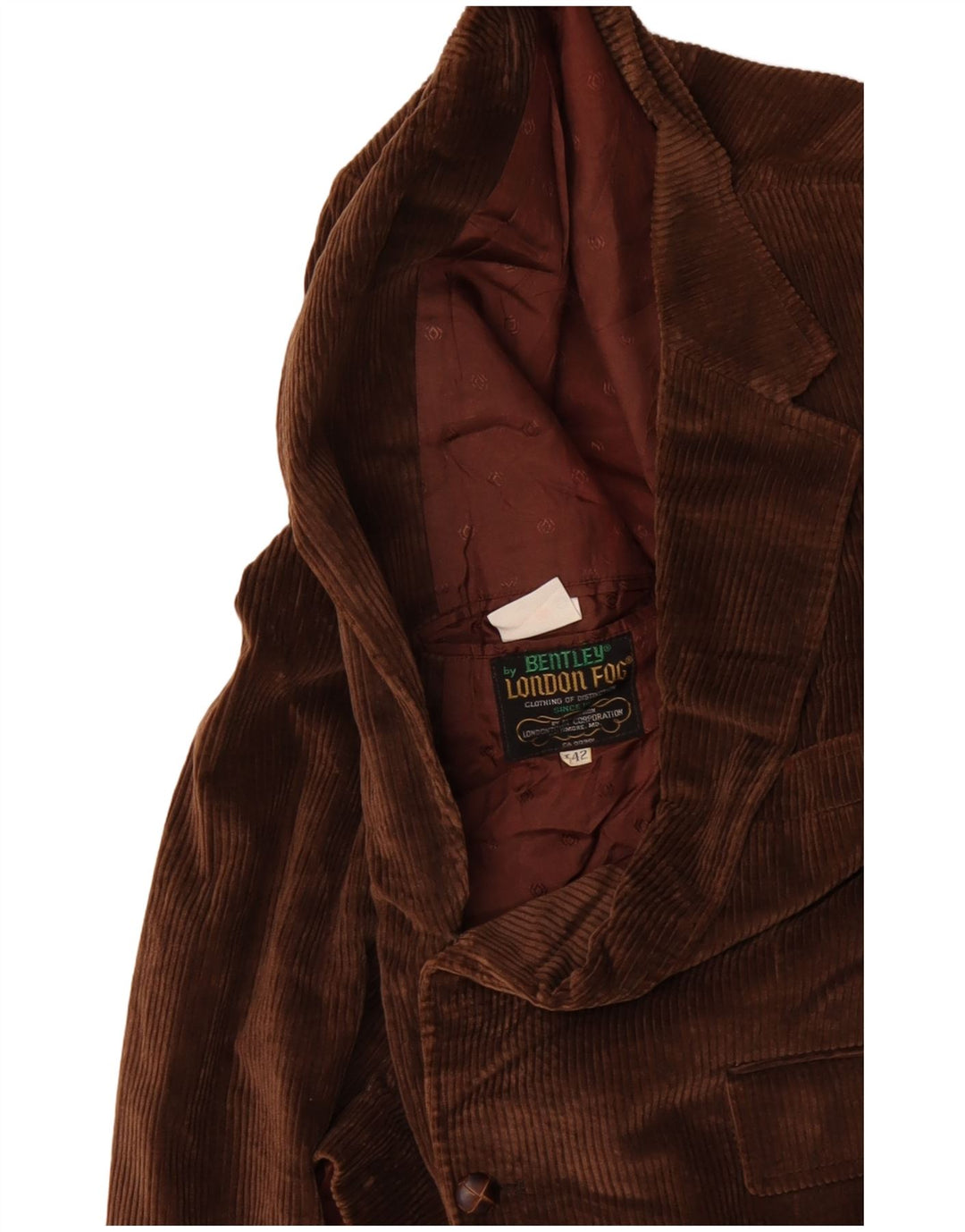 LONDON FOG Męska sztruksowa marynarka zapinana na 2 guziki EU 42 XL, brązowa, bawełniana