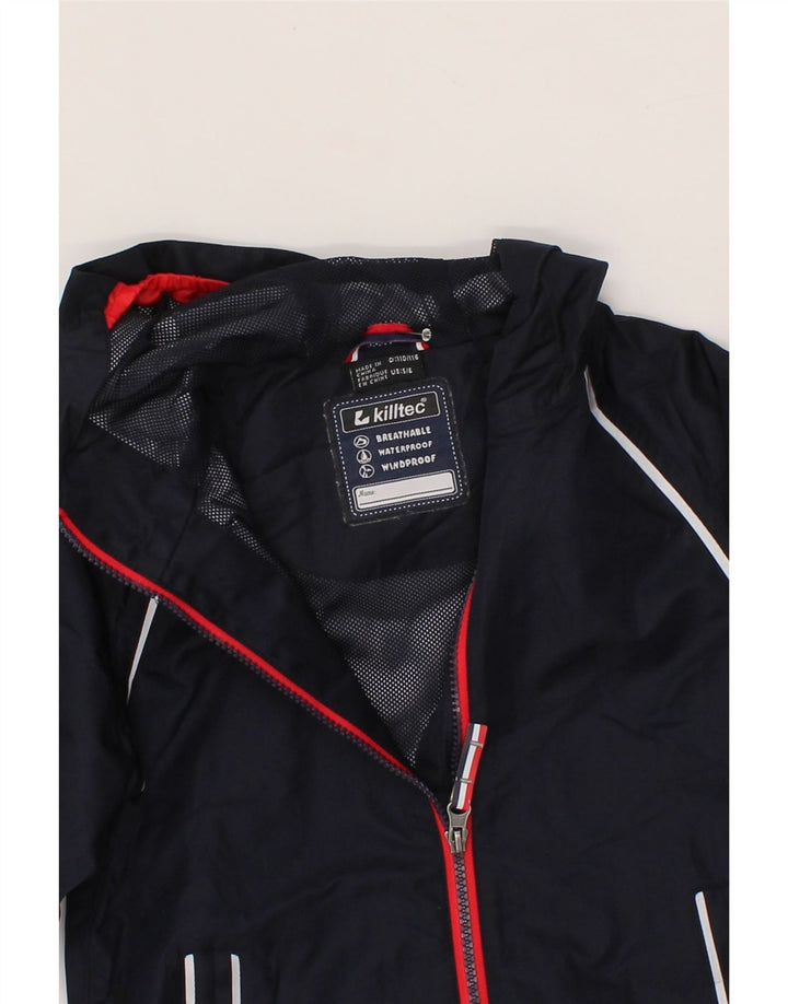 KILLTEC Boys Hooded Rain Jacket 5-6 Years Navy Blue Polyester Vintage Killtec and Second-Hand Killtec from Messina Hembry 