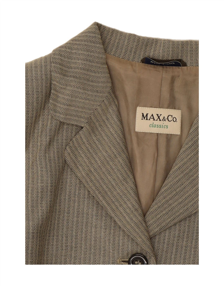 MAX & CO. Womens 4 Button Blazer Jacket UK 8 Small Grey Chevron Vintage Max & Co. and Second-Hand Max & Co. from Messina Hembry 