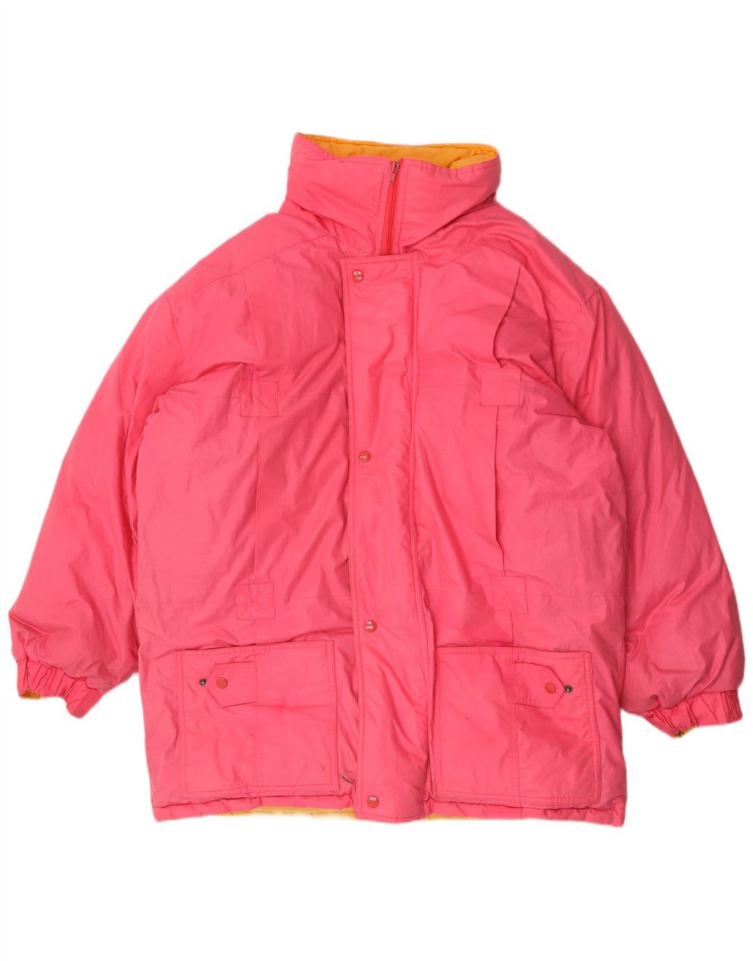 Vintage męski płaszcz z kapturem i ociepleniem UK 42 XL, różowy poliester
