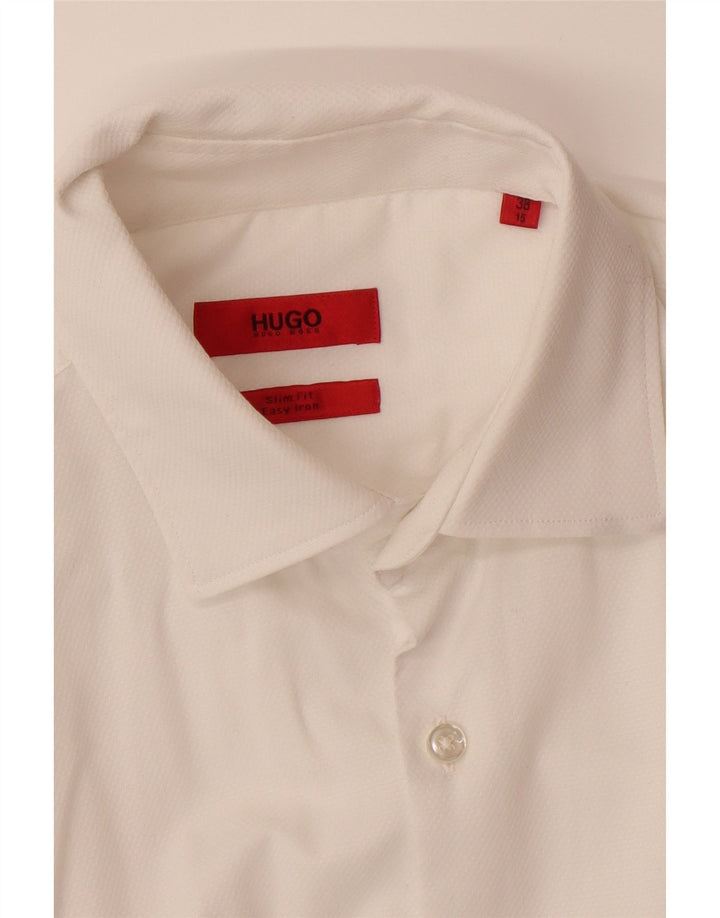 Męska koszula slim fit HUGO BOSS, rozmiar 38 15, średnia biel