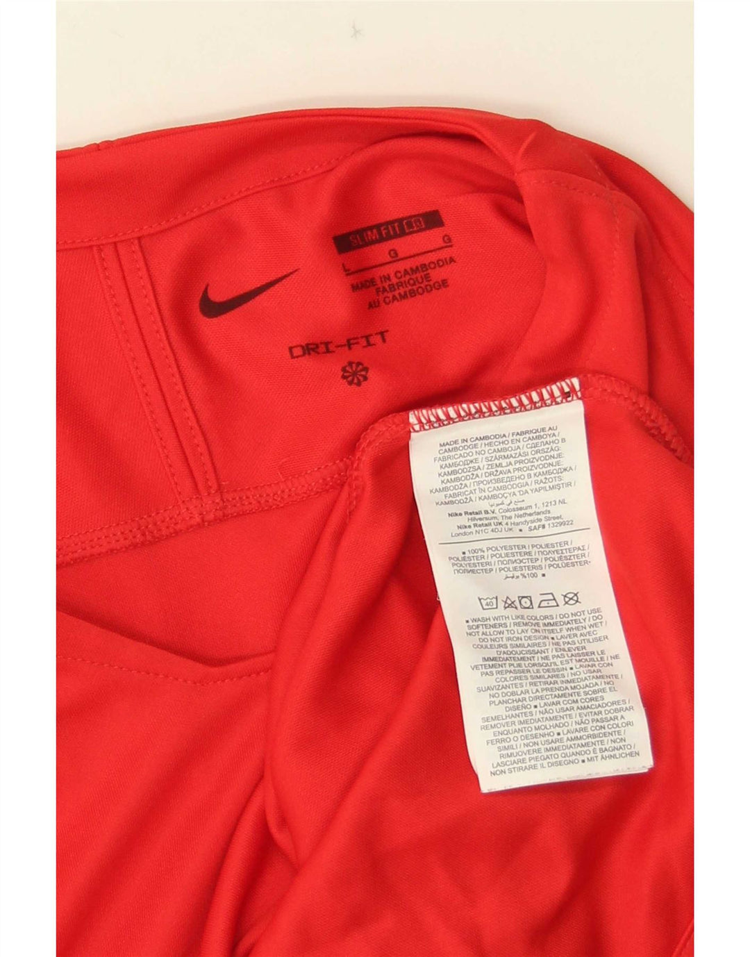 Męska koszulka Nike Dri Fit Slim Fit z grafiką, długim rękawem, dużym czerwonym poliestrem