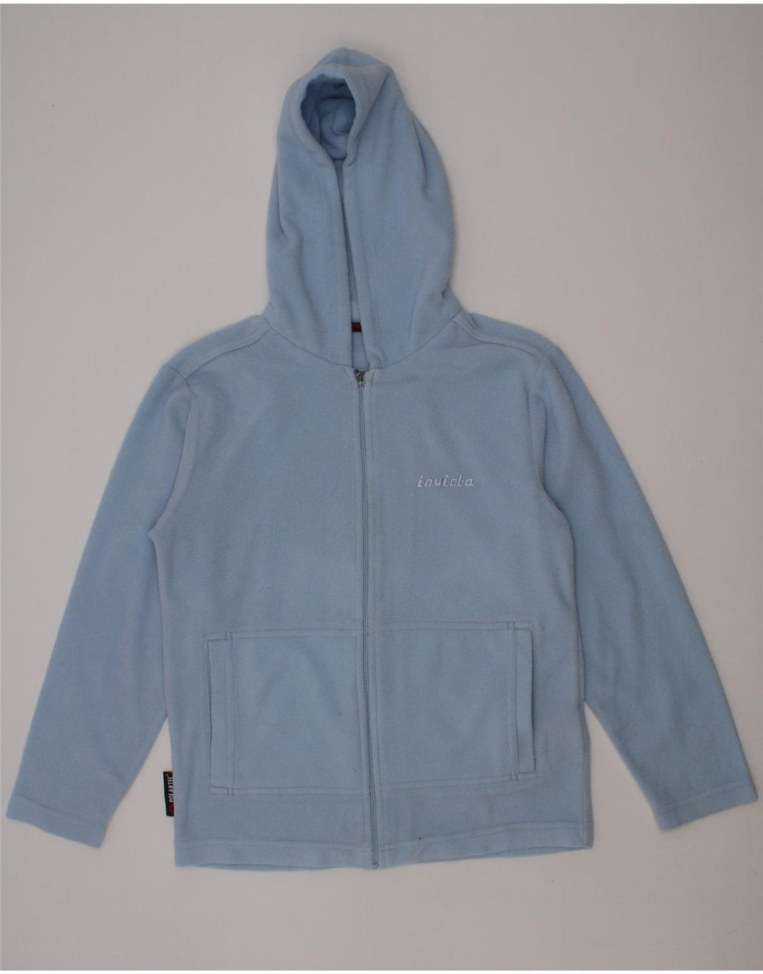 INVICTA Girls Hooded Fleece Jacket 9-10 Years Blue Polyester Vintage Invicta and Second-Hand Invicta from Messina Hembry 
