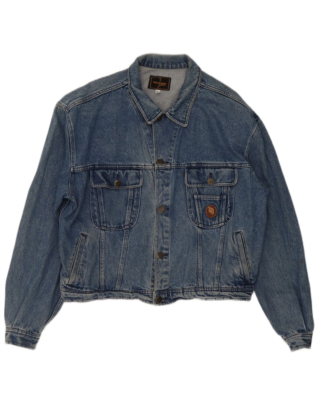 Damska kurtka dżinsowa typu oversize Trussardi UK 18 XL, niebieska, bawełniana