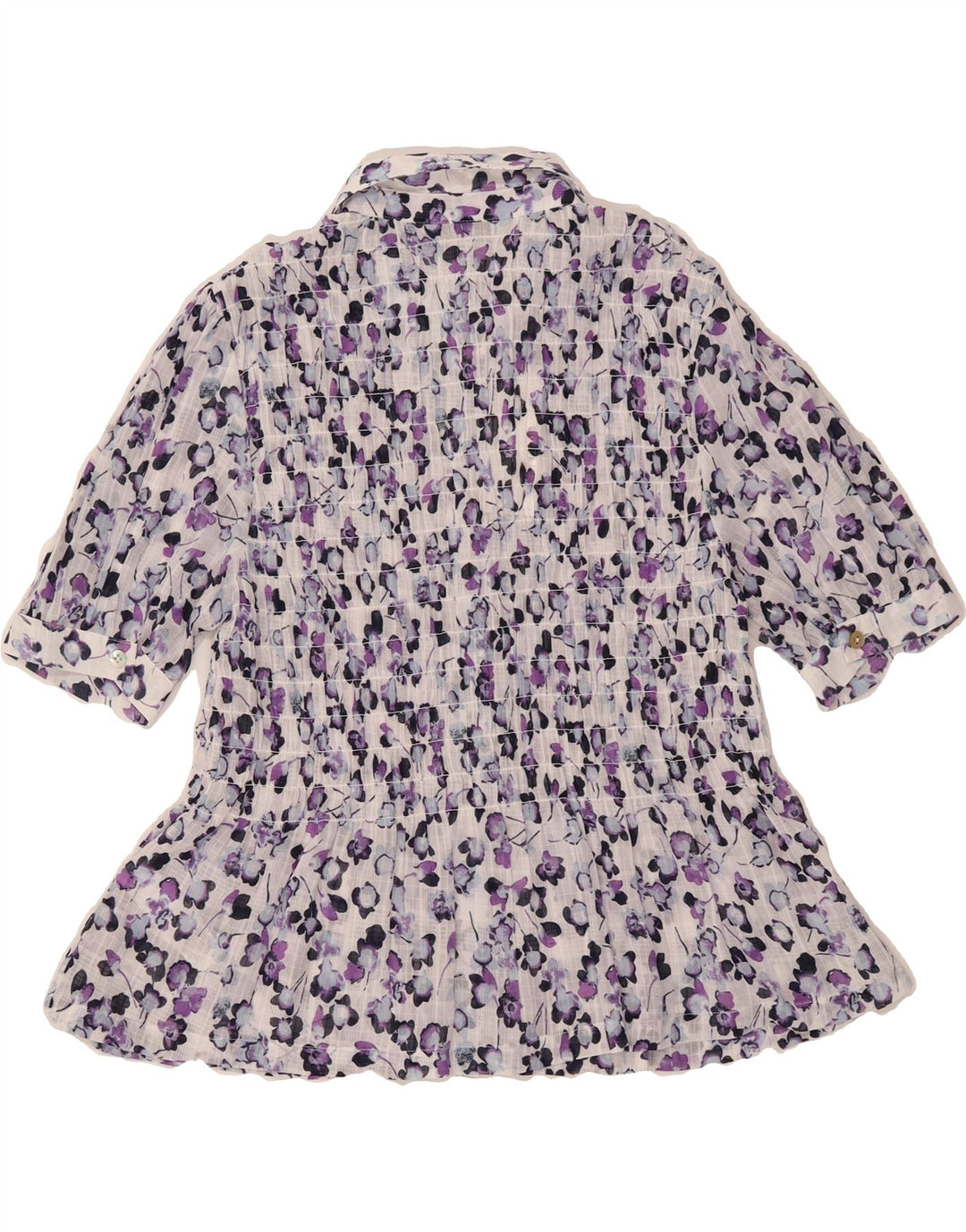 MARKS & SPENCER Womens Shirt Blouse UK 8 Small  Purple Floral Polyester Vintage Marks & Spencer and Second-Hand Marks & Spencer from Messina Hembry 