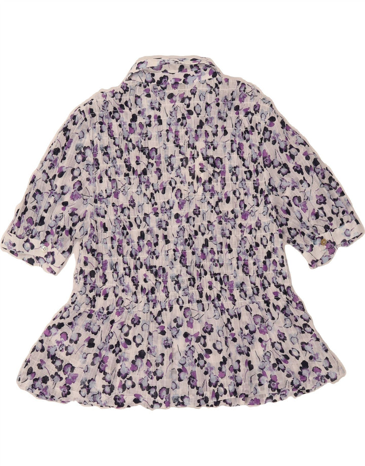 MARKS & SPENCER Womens Shirt Blouse UK 8 Small  Purple Floral Polyester Vintage Marks & Spencer and Second-Hand Marks & Spencer from Messina Hembry 