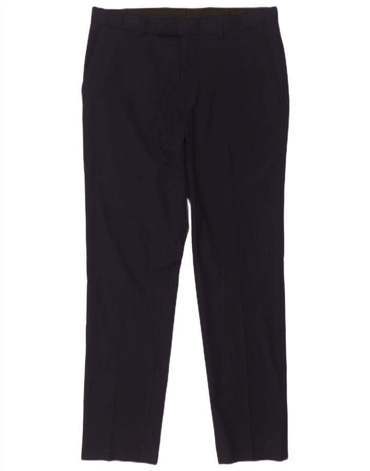 Marks & Spencer Męskie spodnie garniturowe slim fit W32 L31 Granatowy poliester