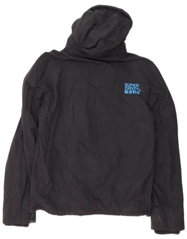 Superdry Mens Graphic Hooded Windbreaker Jacket UK 42 XL Black Nylon
