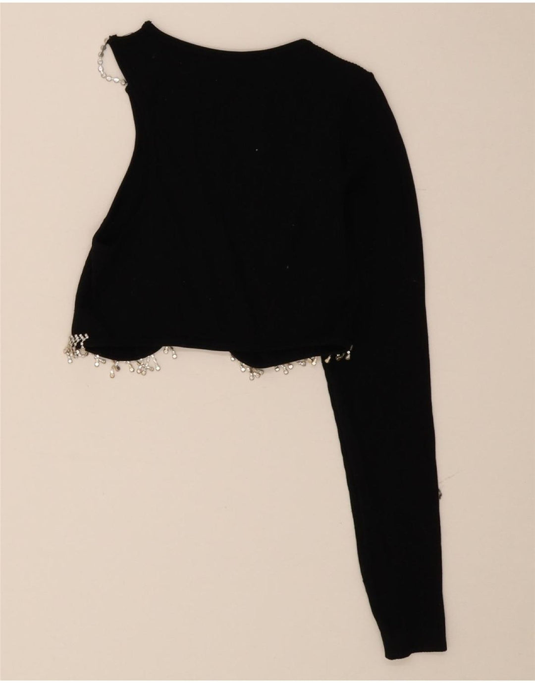 ZARA Womens Crop Blouse Top UK 12 Medium Black Vintage Zara and Second-Hand Zara from Messina Hembry 