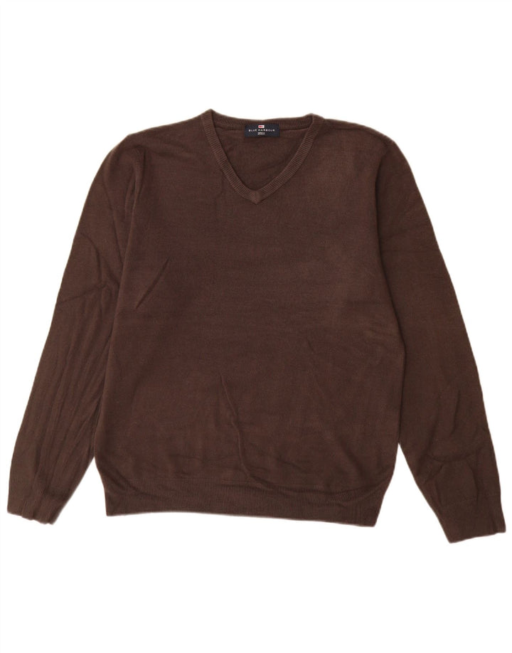 Męski sweter Marks & Spencer Blue Harbor z dekoltem w kształcie litery V, średnioszary, akrylowy