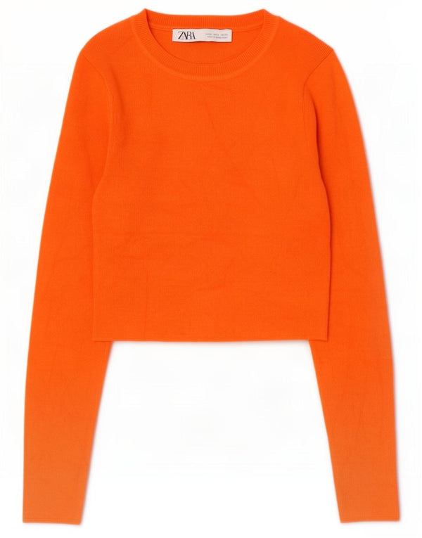 Damski sweter Zara Crop Boat Neck Sweter UK 8 Small Orange Wiskoza