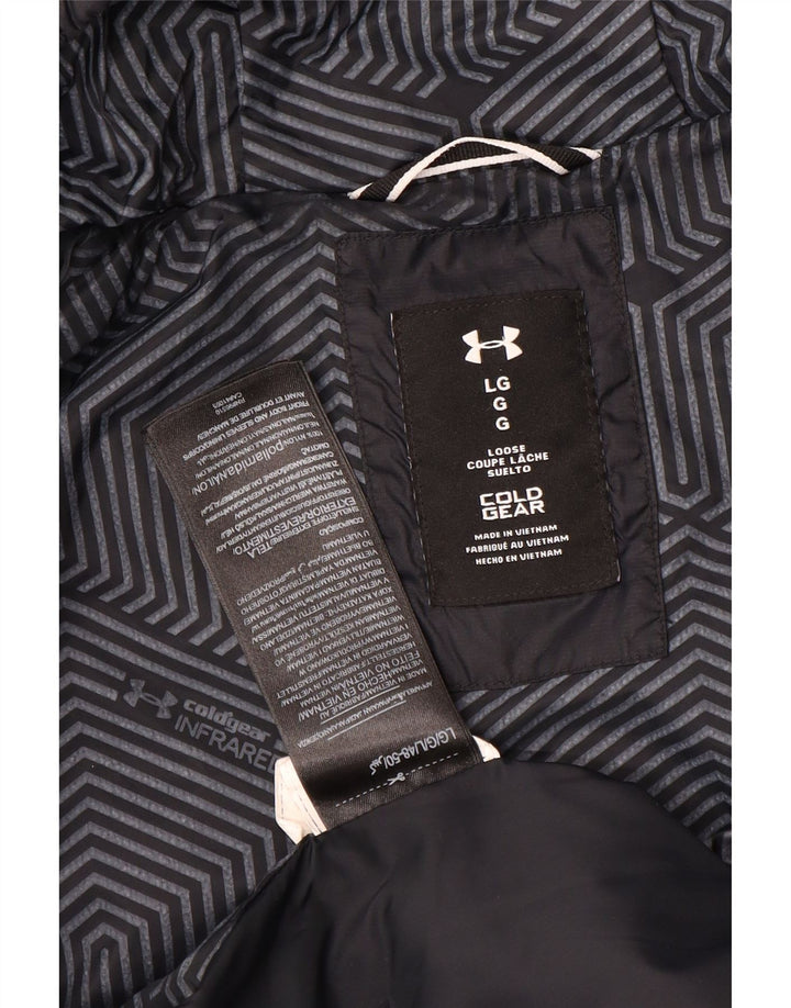 Damska wyściełana kurtka z kapturem Under Armour Cold Gear UK 16, duża, czarna nylonowa