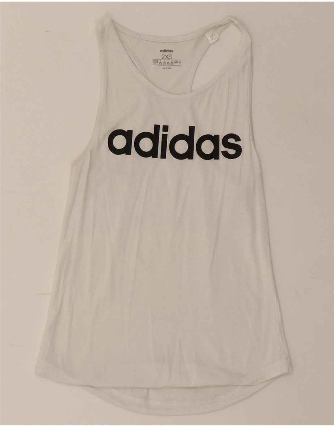 ADIDAS Womens Graphic Vest Top UK 0/2 2XS White Vintage Adidas and Second-Hand Adidas from Messina Hembry 