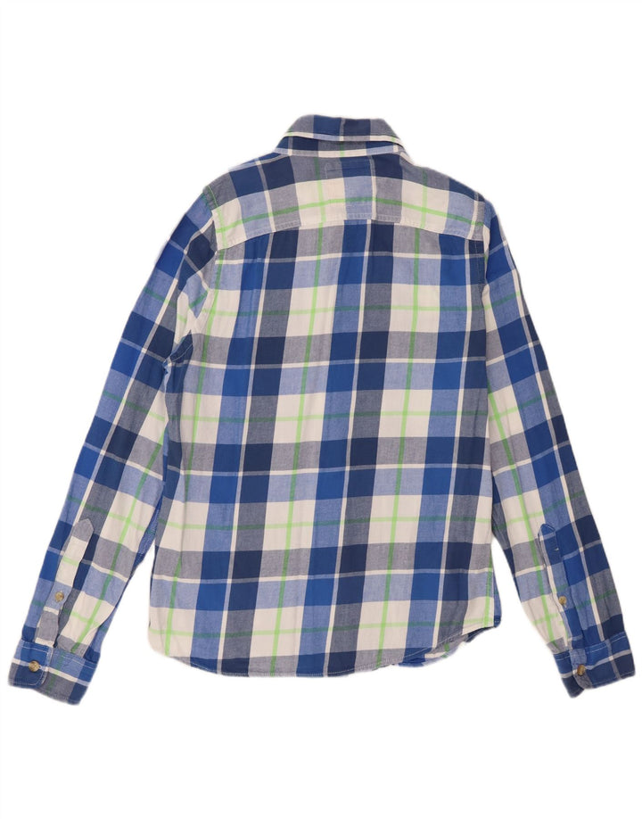 Męska koszula flanelowa Hollister w średnią niebieską kratkę, bawełniana