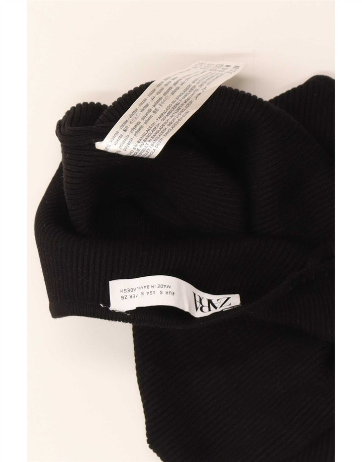 Damski top z odkrytymi ramionami Zara UK 8 Small, czarna wiskoza