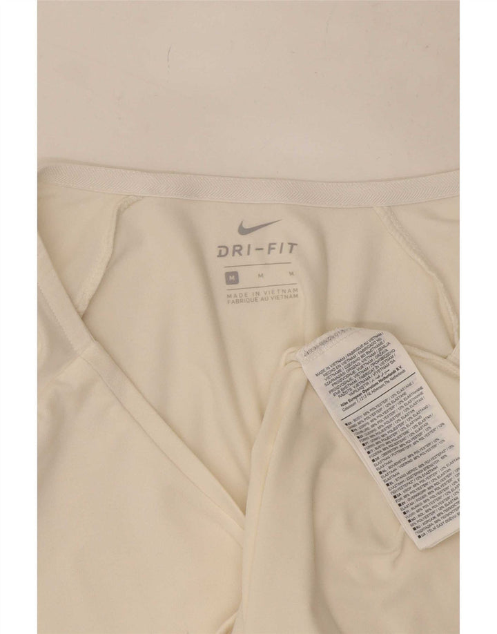 Damska koszulka Nike Dri Fit z rękawem 3/4, UK 12, średni biały poliester