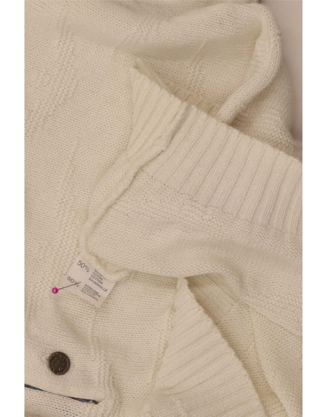 Męski sweter z golfem w stylu vintage, średnio biały