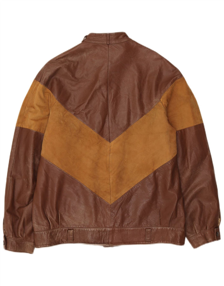 Męska kurtka skórzana vintage IT 52 XL w kolorze brązowym