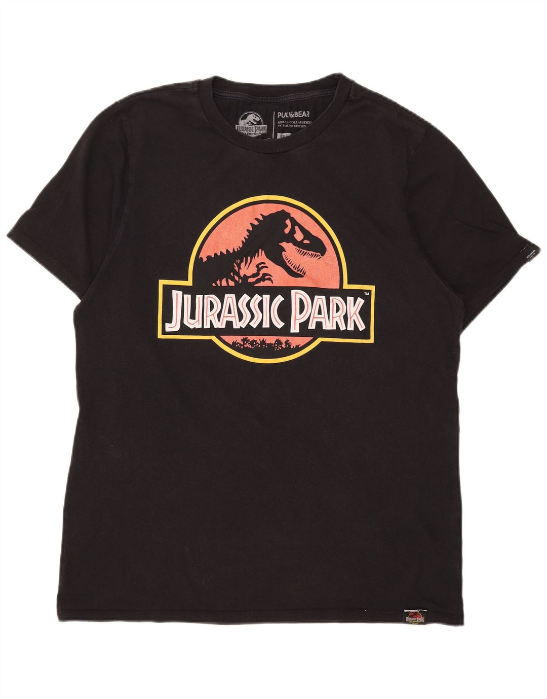 PULL & BEAR Mens Graphic T-Shirt Top Large Black Cotton